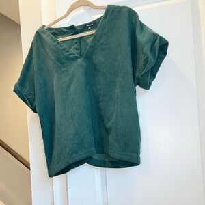 Madewell Teal V-Neck Blouse